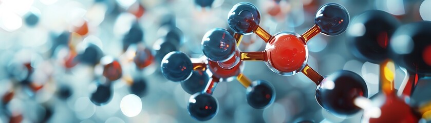 Close-up of colorful molecular structure models, representing scientific research and chemistry concepts with a blurred background.