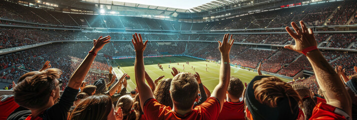 Wall Mural - Sports fans cheering during a match in a stadium.