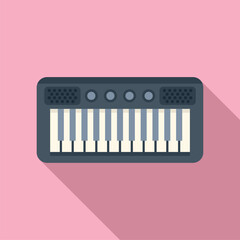 Sticker - Vector image of a stylized electronic keyboard on a pink background in flat design style