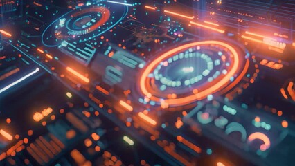Poster - a bustling city of the future gleams with neon lights against the night sky, creating a mesmerizing 