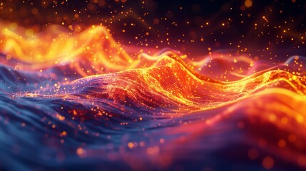 Wall Mural - Radiant background of intertwining fire and water waves in abstract style in
