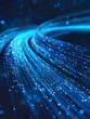 © Business Pics - Blue light streak, fiber optic, speed line, futuristic background for 5g or 6g technology wireless data transmission, high-speed internet in abstract. AI generated illustration