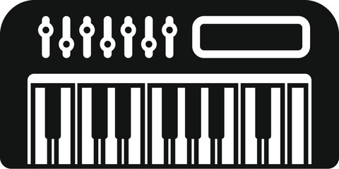 Canvas Print - Vector illustration of a modern synthesizer icon in black and white, ideal for musicrelated designs