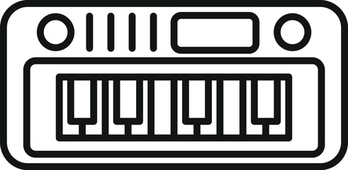 Canvas Print - Vector illustration of a synthesizer keyboard icon in a simple line art style, ideal for musicrelated design