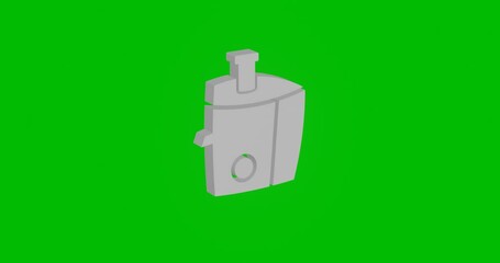 Poster - Animation of rotation of a white juicer symbol with shadow. Simple and complex rotation. Seamless looped 4k animation on green chroma key background