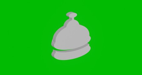 Poster - Animation of rotation of a white reception bell symbol with shadow. Simple and complex rotation. Seamless looped 4k animation on green chroma key background