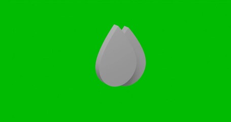 Poster - Animation of rotation of a white water drop symbol with shadow. Simple and complex rotation. Seamless looped 4k animation on green chroma key background