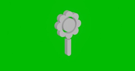 Poster - Animation of rotation of a white chamomile symbol with shadow. Simple and complex rotation. Seamless looped 4k animation on green chroma key background