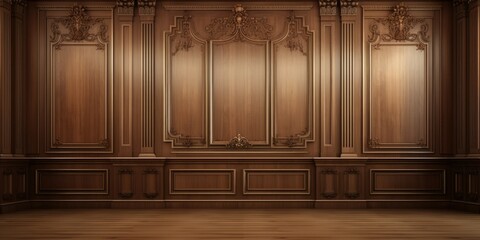 Wall Mural - Classic premium luxury wood paneling wall background or texture