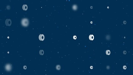 Poster - Template animation of evenly spaced 3D printing filament symbols of different sizes and opacity. Animation of transparency and size. Seamless looped 4k animation on dark blue background with stars