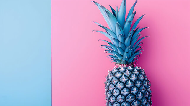 colour pineapple on pink and blue background 