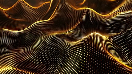 Poster - Golden swirls and particles dance on a dark canvas - abstract art background