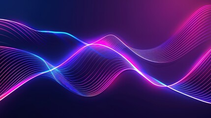 Poster - Bright abstract wave pattern with gradient colors on black background