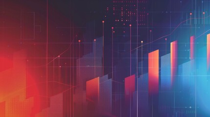 Aufkleber - An abstract background with geometric shapes and colorful gradients, representing data visualization and analysis.