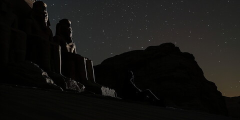 Wall Mural - At night at the temple of Abu Simbel Egypt the lig_010