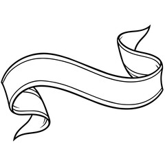 Wall Mural - elegant curved banner ribbon outline vector illustration