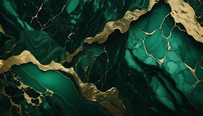 abstract marble dark green and gold background invitation backdrop ai generated