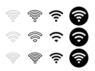 Wi-Fi Icon set symbol. Wireless and Wi-Fi icon or Wi-Fi icon sign for remote internet access. Network Wi-Fi business concept. Vector illustration.