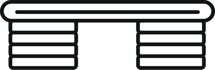Poster - Simple black and white line drawing of a modern bench, perfect for clean design concepts