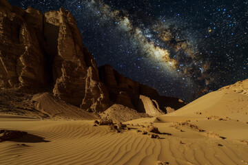 Wall Mural - A desert landscape with a large mountain range in the background
