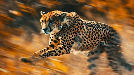 Wall Mural - a cheetah running through the brush towards something that is to eat