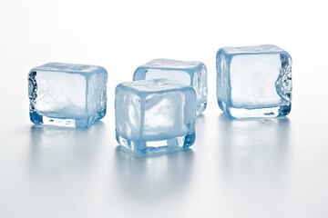 Poster - Four Ice Cubes on White Background