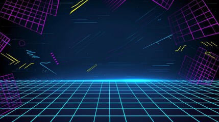 Retro 80s style background with flashy colors and blank middle section - graphic design, advertising, nostalgia