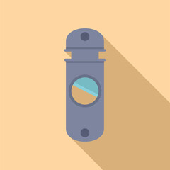 Sticker - Vector illustration of a classic telescope in flat design style, with a shadow on a beige background