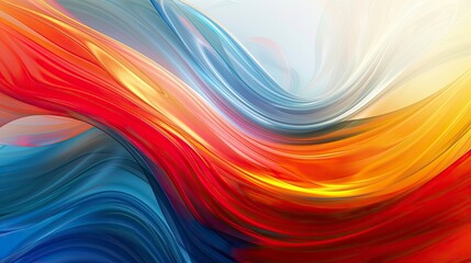 Wall Mural - A colorful abstract painting with a red and blue wave