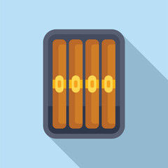 Poster - flat design of a cartoonstyle heating radiator illustration with a contemporary blue backdrop