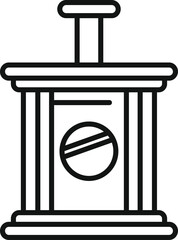 Poster - Minimalist black and white vector of a justice pillar and gavel symbolizing law and order