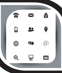 Poster - Contact related icon set, Essential Flat Stroke Circular Web Icon Set Phone Contact Location Button, Web icon, contact us icon, address, location, email, phone, Contact information symbols collection.