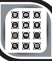 Poster - Contact related icon set, Essential Flat Stroke Circular Web Icon Set Phone Contact Location Button, Web icon, contact us icon, address, location, email, phone, Contact information symbols collection.