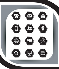 Poster - Contact related icon set, Essential Flat Stroke Circular Web Icon Set Phone Contact Location Button, Web icon, contact us icon, address, location, email, phone, Contact information symbols collection.