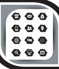 Poster - Contact related icon set, Essential Flat Stroke Circular Web Icon Set Phone Contact Location Button, Web icon, contact us icon, address, location, email, phone, Contact information symbols collection.