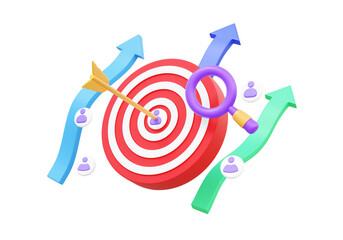 Poster - Leadership target with Human resources searching arrow best planning growth vision business excellent job best employment recruitment agency, interview on transparent background png. 3d rendering