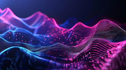 Sticker - Colorful digital landscape with glowing neon wave patterns representing data flow