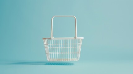 Poster - Shopping basket filled on blue background