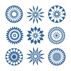 Wall Mural - Set of Abstract Flowers Icons. Radial Circle Design Elements. 