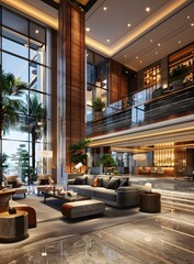 Wall Mural - Luxury hotel lobby with palm trees