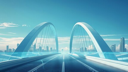 futuristic bridge over empty road modern architecture in urban landscape cityscape digital illustration