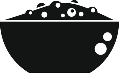 Poster - Black silhouette graphic of a bowl filled with rice or thick porridge, suitable for various food themes