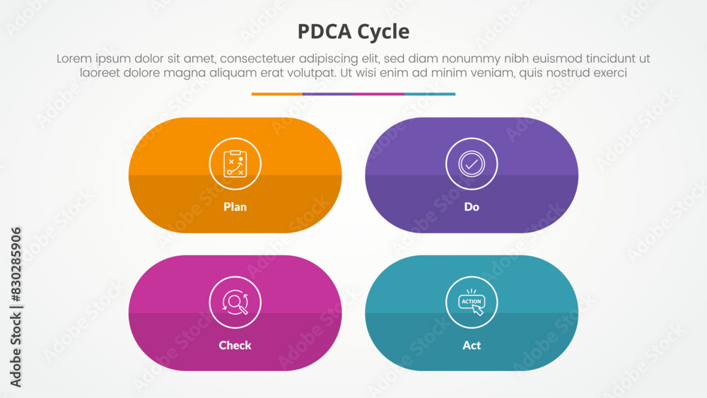 PDCA plan do check act framework infographic concept for slide ...