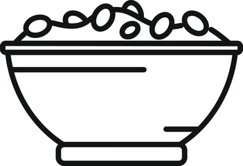 Canvas Print - Simplistic black and white line drawing of a cereal bowl, perfect for icons or menu designs