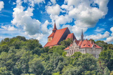 Wall Mural - Amazing summer cityscape of medieval city Sighisoara.