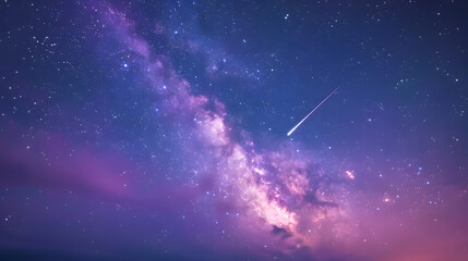 Canvas Print - A beautiful night sky with a bright star and a trail of light
