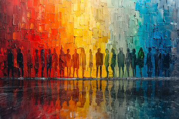 A mosaic of moral codes shaping the ethical landscape of society, each code reflecting the values and beliefs of its adherents. Concept of moral diversity. Generative Ai.