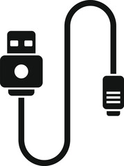 Poster - Usb cable icon silhouette vector graphic illustration in minimalistic style for universal serial bus data transfer and charging technology, isolated on white background