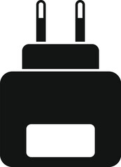 Poster - Vector illustration of a black silhouette power plug icon, isolated on a white background