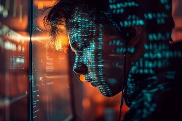 Wall Mural - Cyber Enigma: The Portrait of a Young Hacker